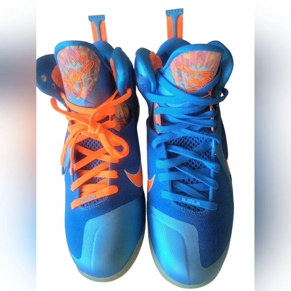 Nike Lebron 9 Men's Blue and Orange Sz11.5 Athletic Shoes